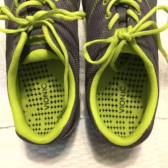 Vionic Athletic Sneakers Women's Size 9 Kona Mesh Gray and Lime Activewear Gym - Picture 7 of 12